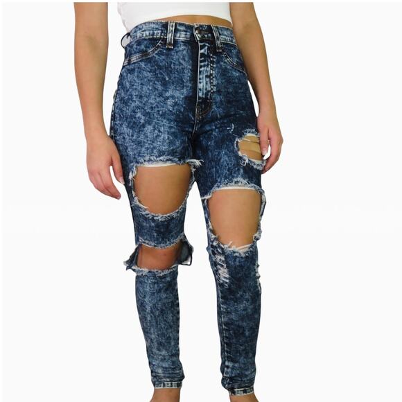 Urban Outfitters Vibrant MIU Ripped Acid Wash Jeans High Rise Jeans 25" - Picture 6 of 8